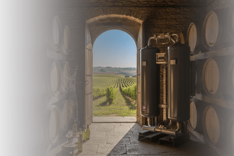 Moderne Weinherstellung mit Drucklufttechnik von Omega Air